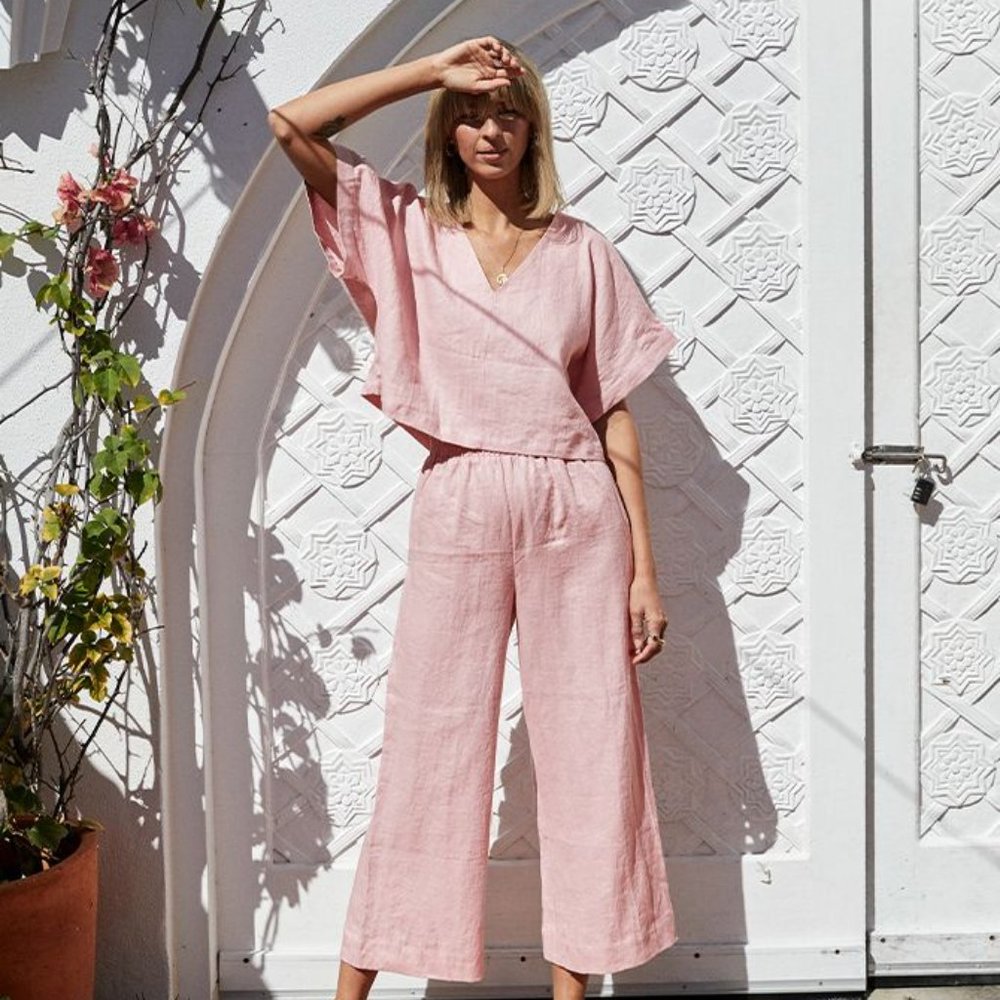 I Love Linen - Elle Shirt in Wildflower Pink